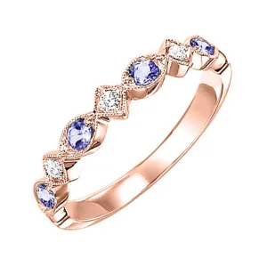 10KT Pink Gold & Diamond Classic Book Stackable Fashion Ring   - 1/10 ctw