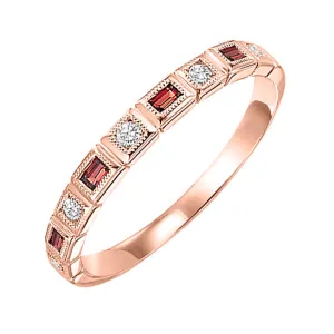10KT Pink Gold & Diamond Classic Book Stackable Fashion Ring  - 1/10 ctw