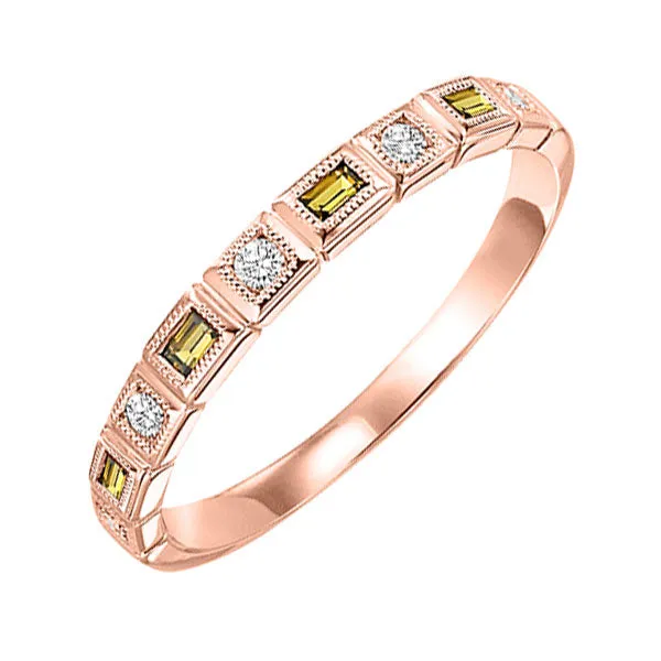 10KT Pink Gold & Diamond Classic Book Stackable Fashion Ring  - 1/10 ctw