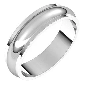 14K White 5 mm Half Round Edge Band Size 7.5