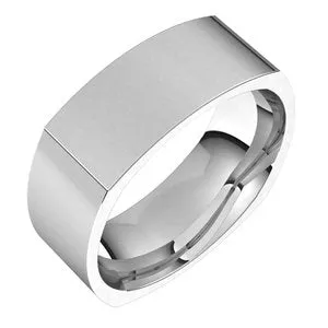 14K White 8 mm Square Comfort Fit Band Size 11