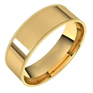 14K Yellow 6 mm Milgrain Flat Comfort Fit Band Size 10