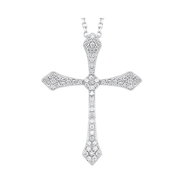 14KT White Gold & Diamond Classic Book Cross Pendants Neckwear Pendant   - 1/8 ctw