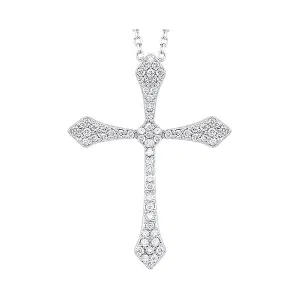 14KT White Gold & Diamond Classic Book Cross Pendants Neckwear Pendant   - 1/8 ctw