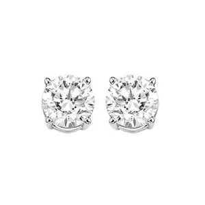 14KT White Gold & Diamond Classic Book Round Stud Earrings  - 1-1/2 ctw