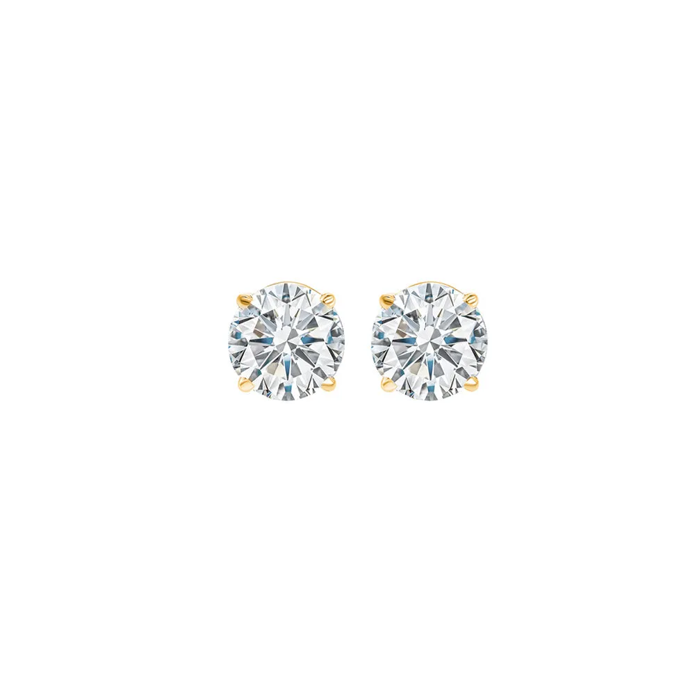 14KT Yellow Gold & Diamond Round Stud Earrings  - 1/3 ctw