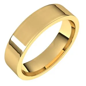 18K Yellow 5 mm Flat Comfort Fit Light Band Size 7