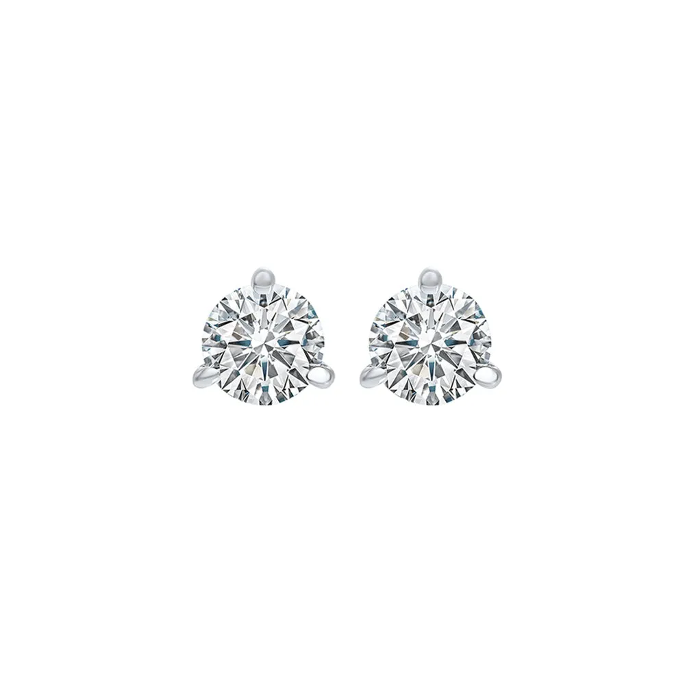 18KT White Gold & Diamond Classic Book Round Stud Earrings  - 1/3 ctw