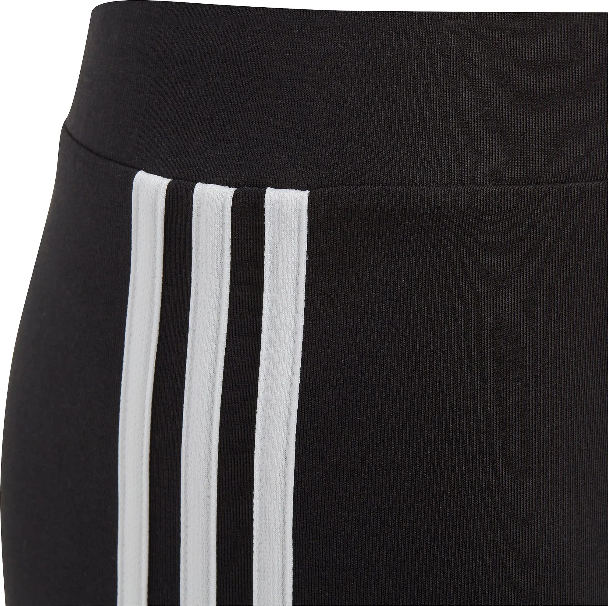 adidas Essentials 3 Stripes Junior Cotton Long Tights  - Black