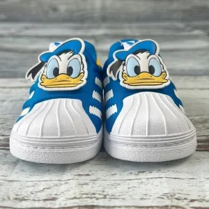 Adidas Superstar 360 Shoes Blue, White and Yellow Donald Duck Theme Size 4K.