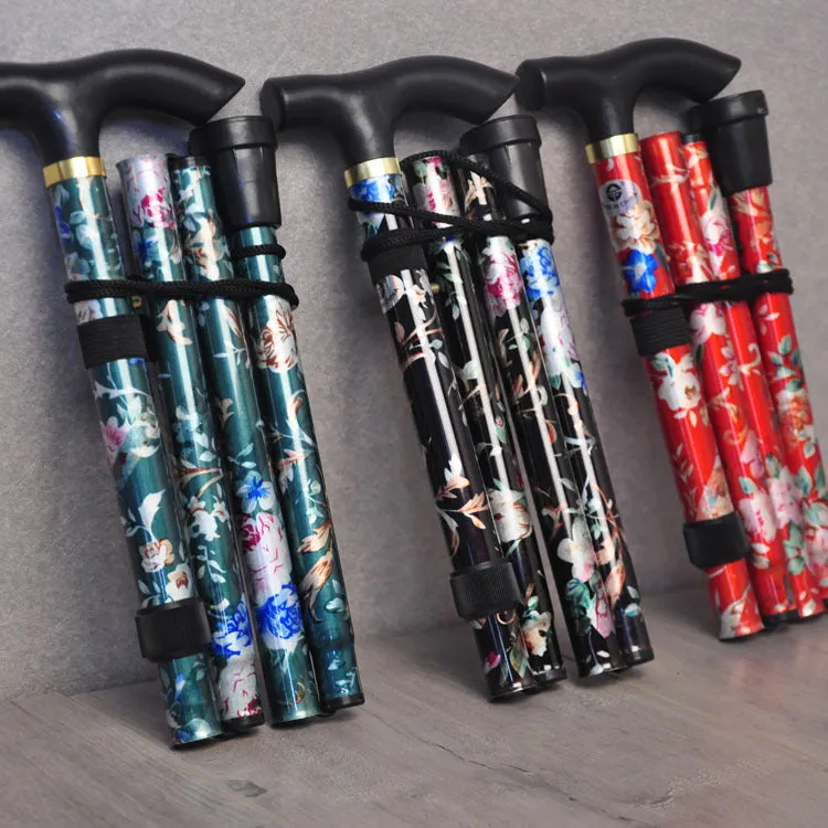 Aluminium Folding Telescopic Walking Stick(Floral Pattern)