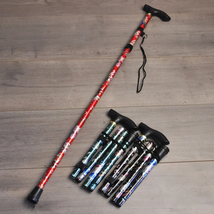 Aluminium Folding Telescopic Walking Stick(Floral Pattern)
