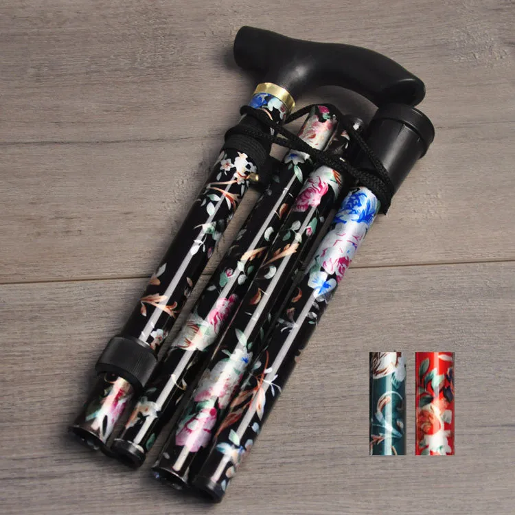 Aluminium Folding Telescopic Walking Stick(Floral Pattern)