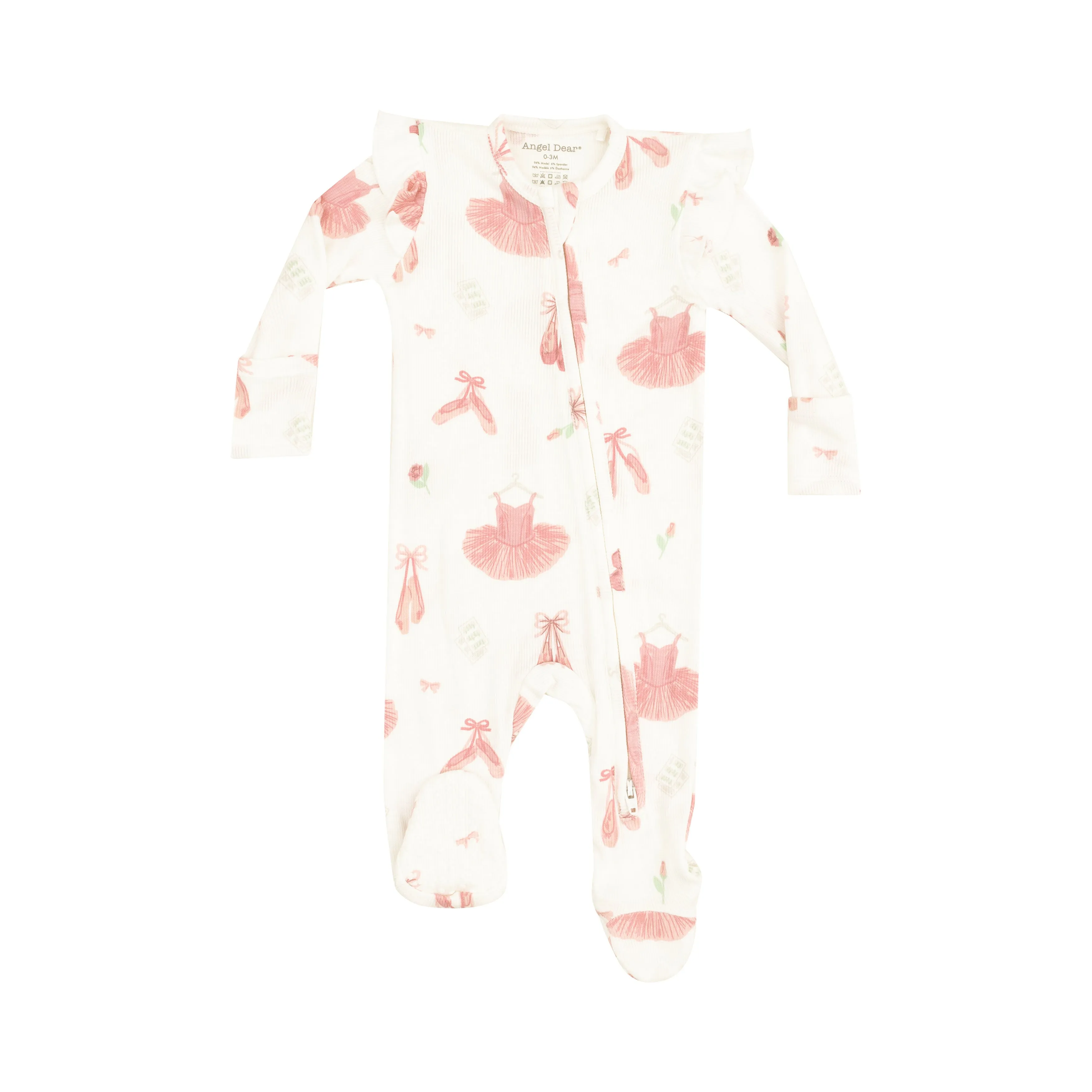 Angel Dear 2 Way Zipper Ruffle Sleeve Footie - Ballet Things