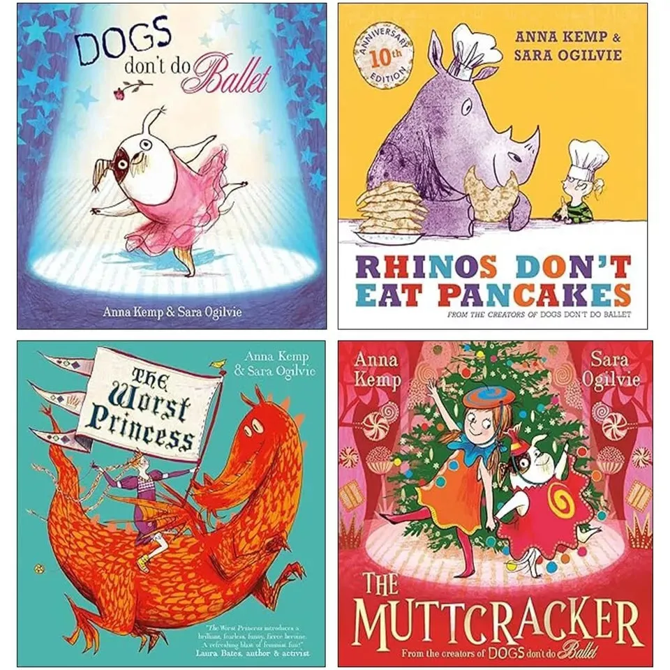 Anna Kemp Collection 4 Books Set Dogs Don't Do Ballet, Rhinos Don't Eat Pancake