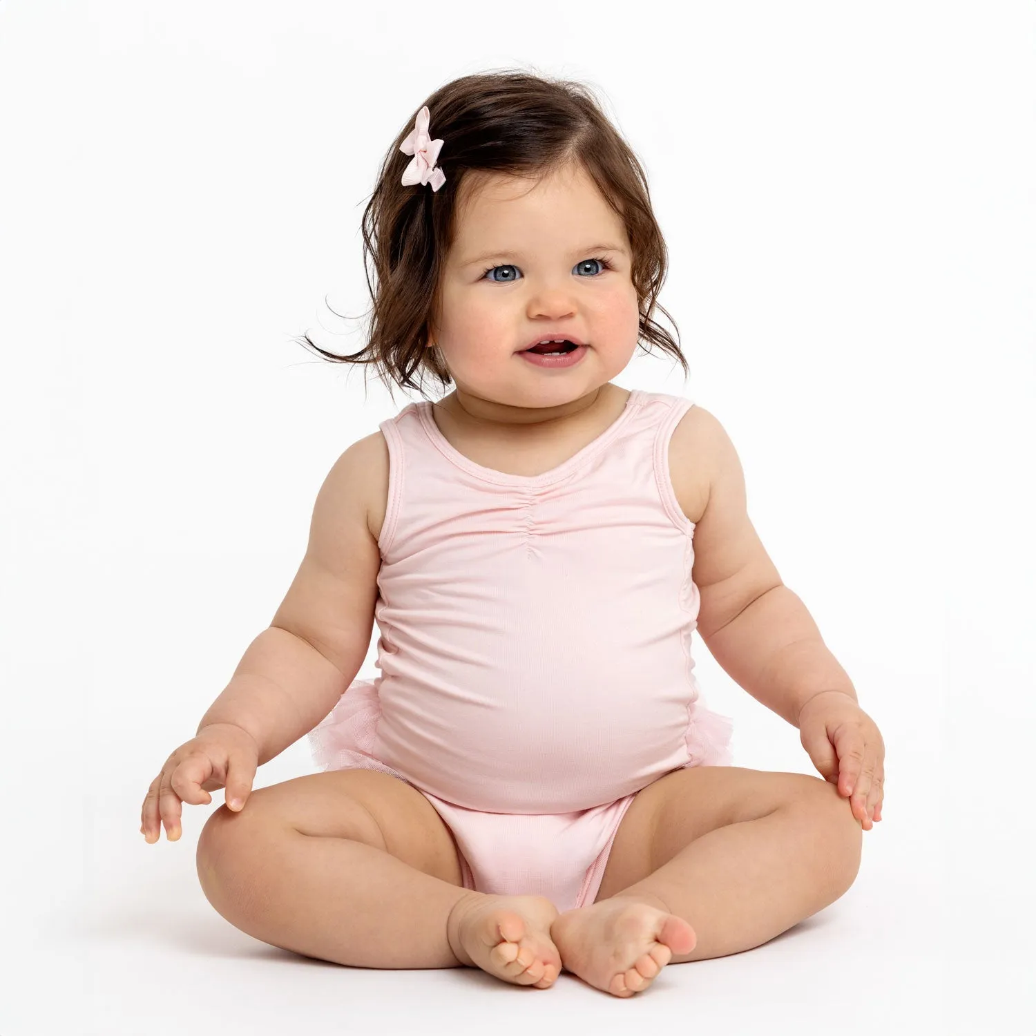 Ayla: Baby Ballet Onesie with Ruffles and Bow in Pink