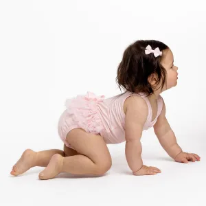 Ayla: Baby Ballet Onesie with Ruffles and Bow in Pink