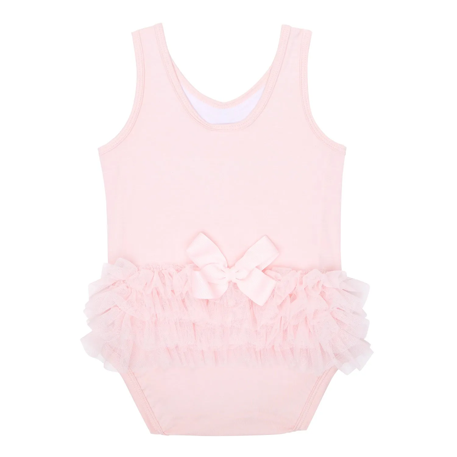 Ayla: Baby Ballet Onesie with Ruffles and Bow in Pink
