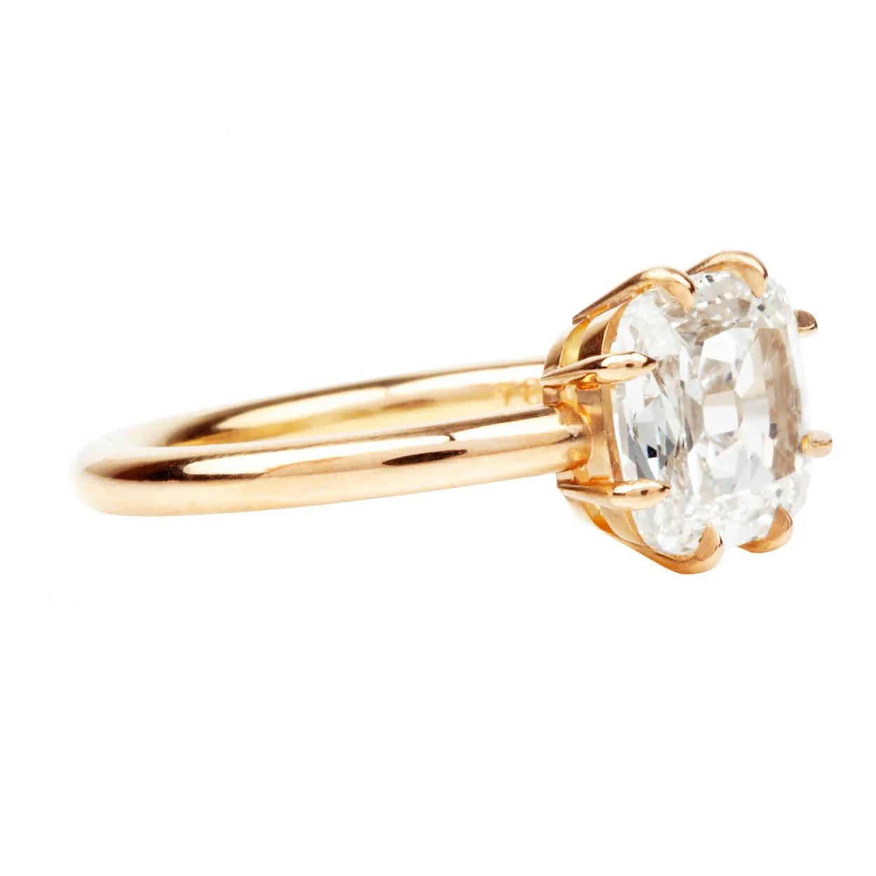 Bell & Bird East/West Old Mine Cut Solitaire Ring