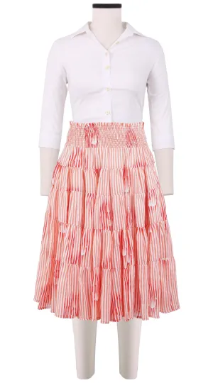 Blake Skirt Long Length Linen (Oxford Stripe)