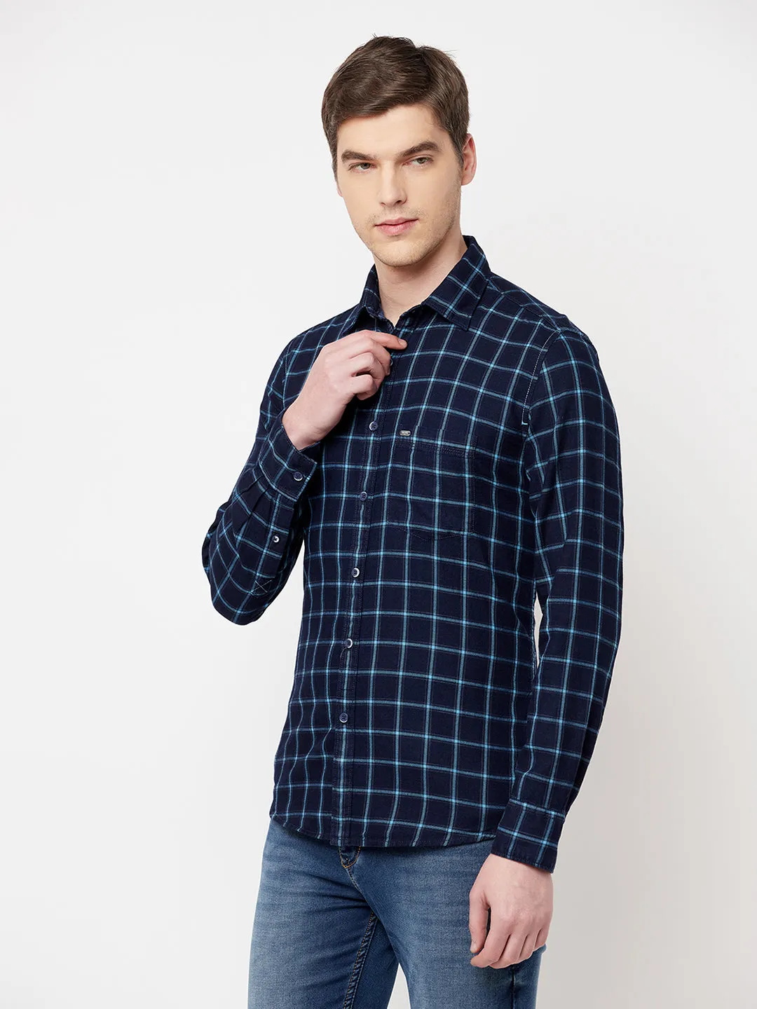Blue Checked Casual Shirt