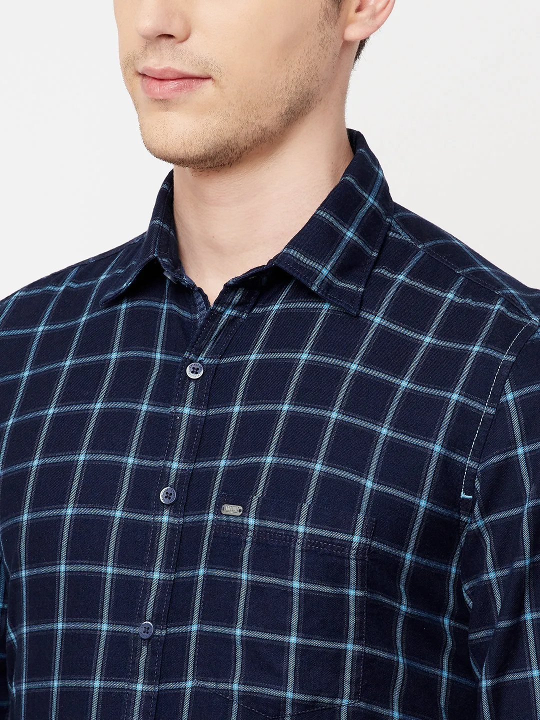 Blue Checked Casual Shirt