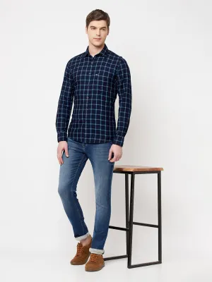Blue Checked Casual Shirt