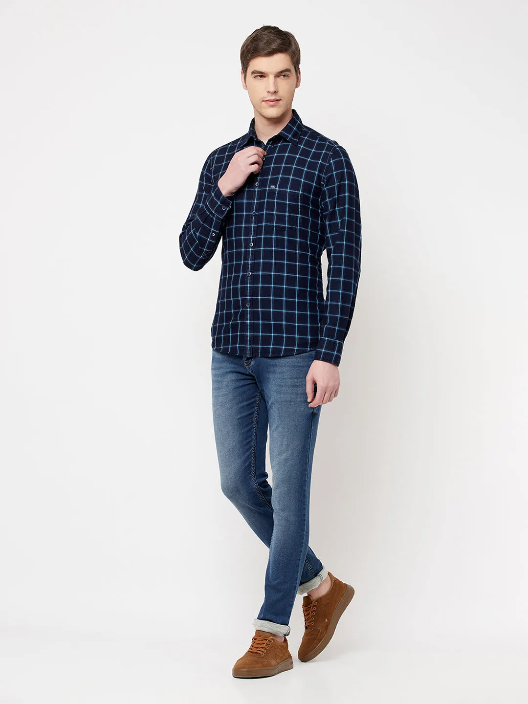 Blue Checked Casual Shirt