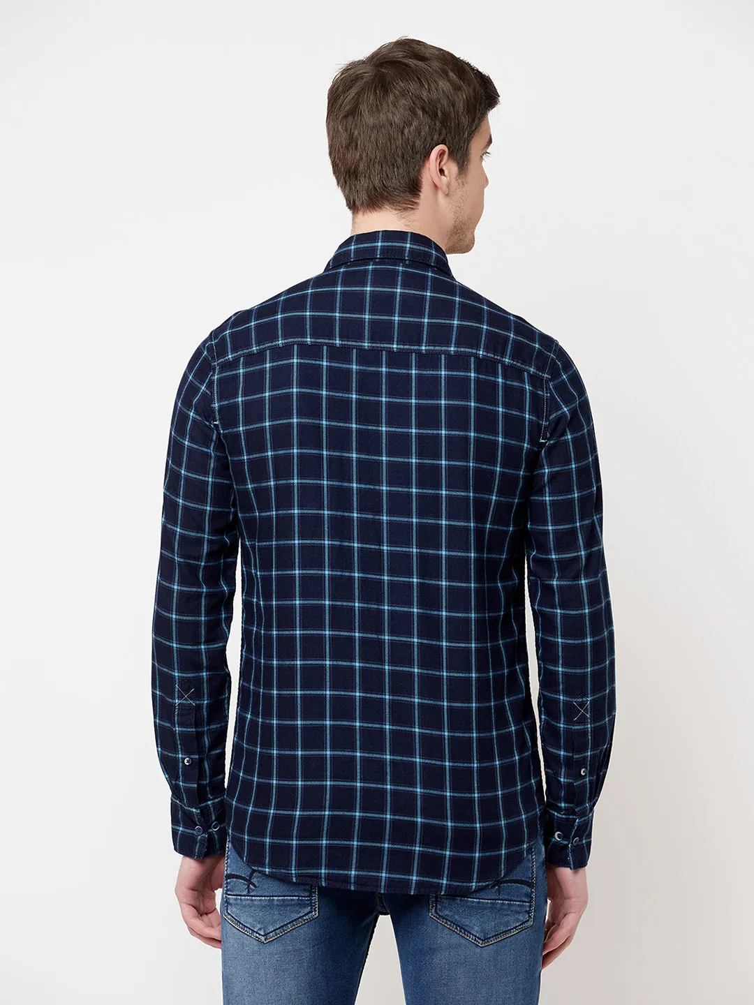 Blue Checked Casual Shirt
