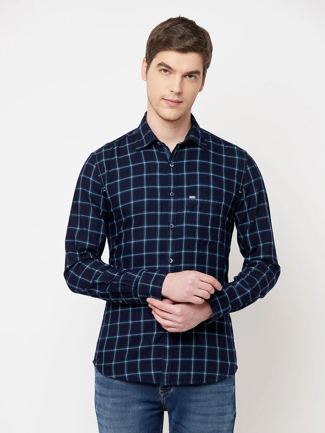 Blue Checked Casual Shirt