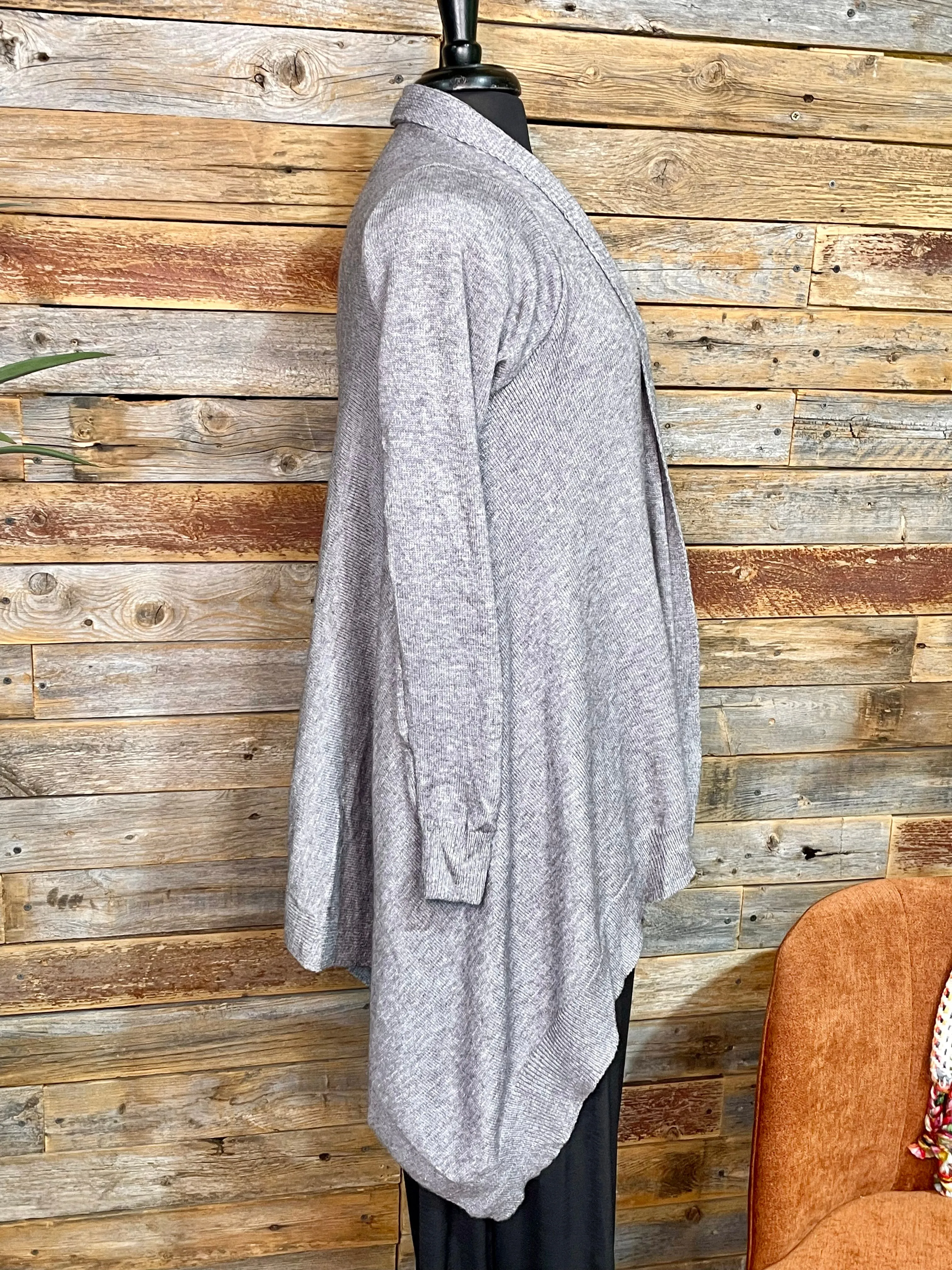 Brittany Solid Color Handkerchief Hem Knitted Cardigan - One Size