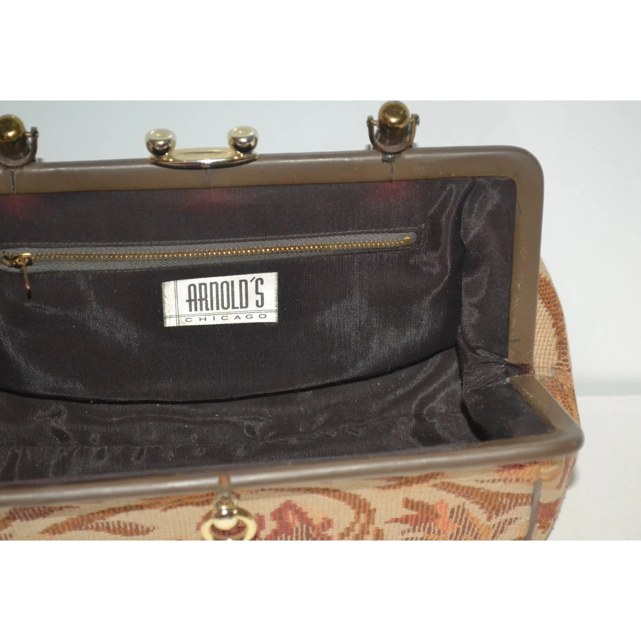 Brown Carpetbag Baguette Purse By Arnold's