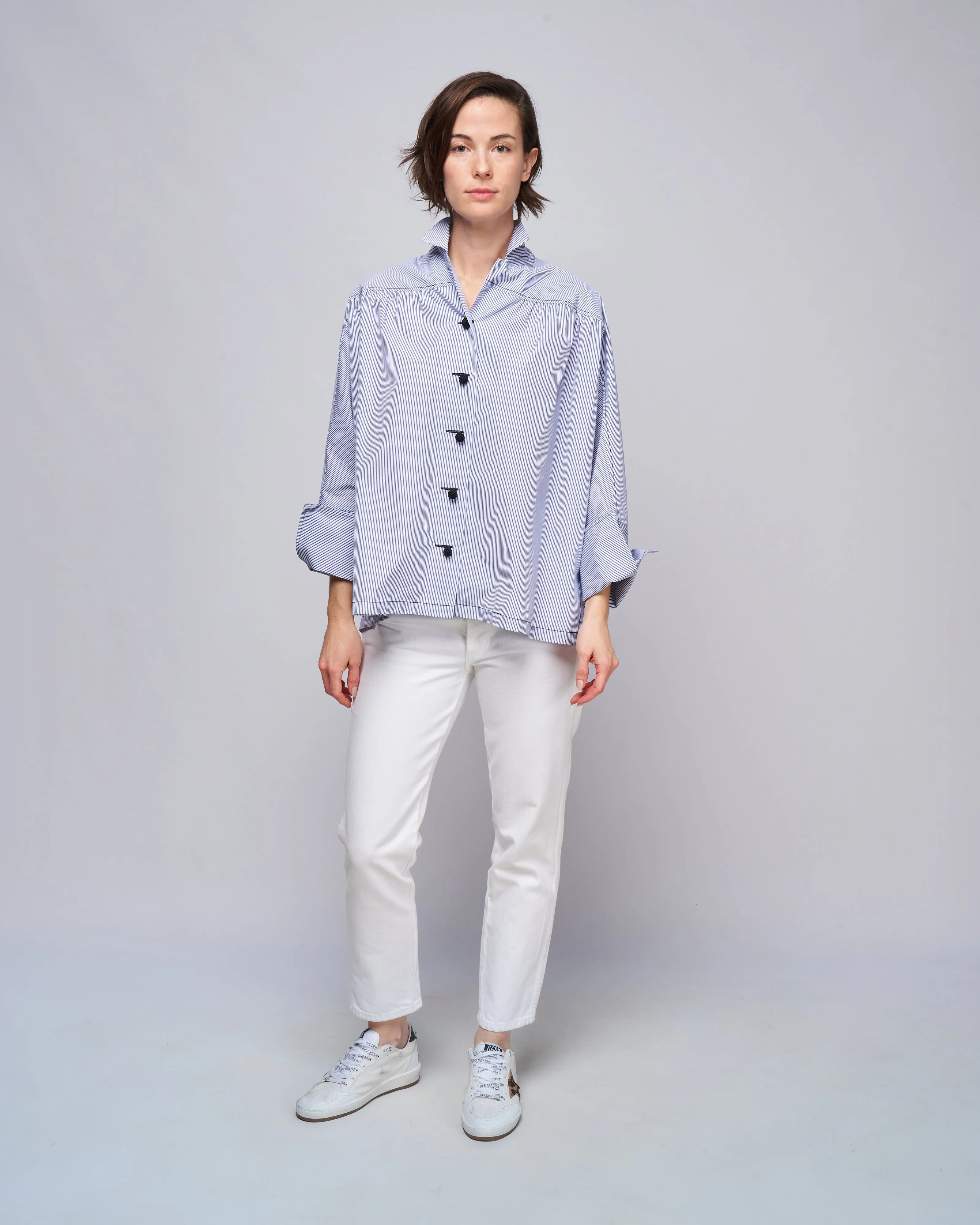 button down shirt - navy/white