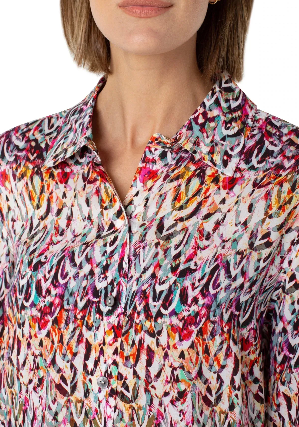 Button Up Print Blouse