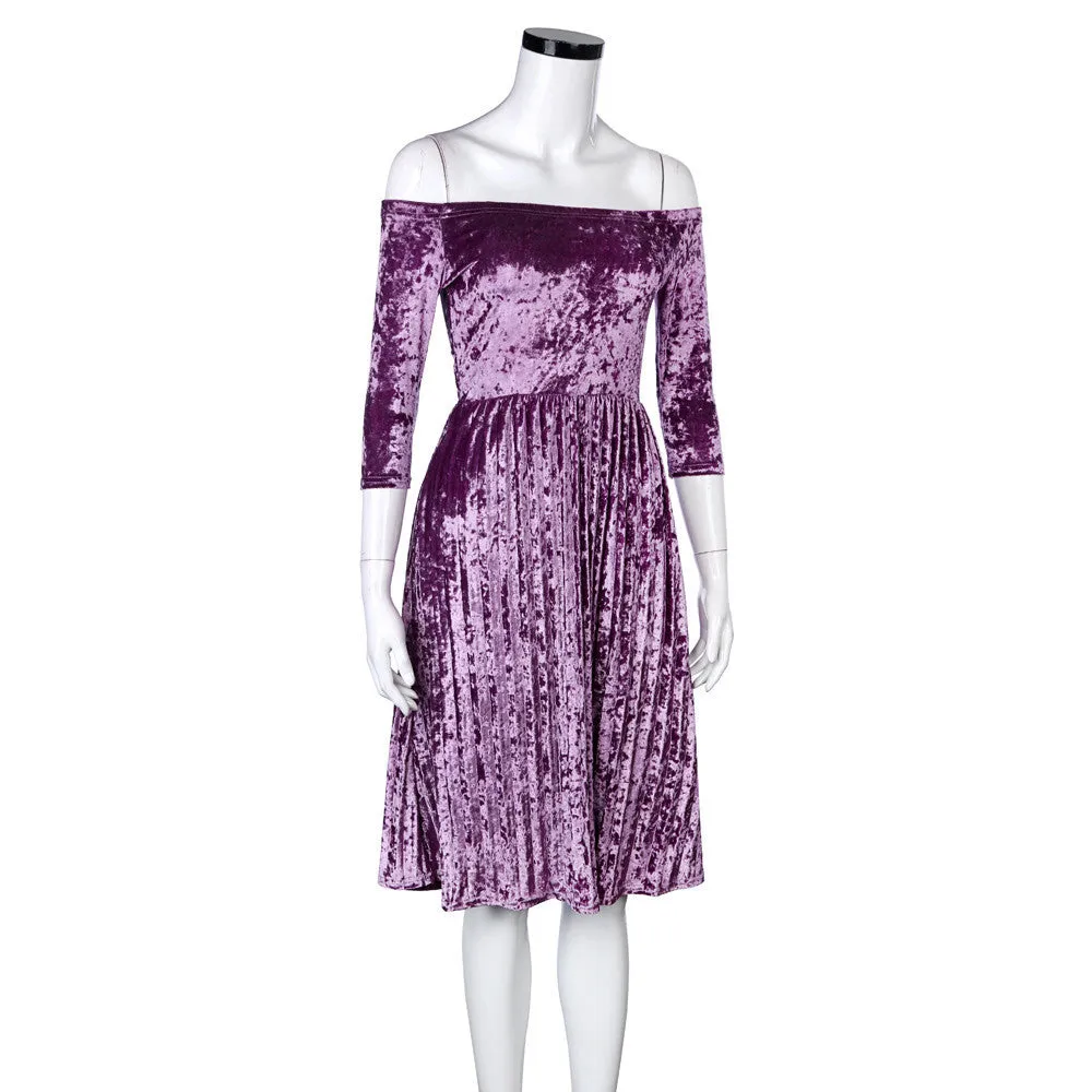 Casual night velvet dress
