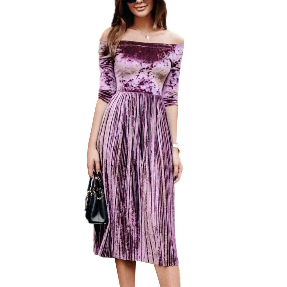 Casual night velvet dress
