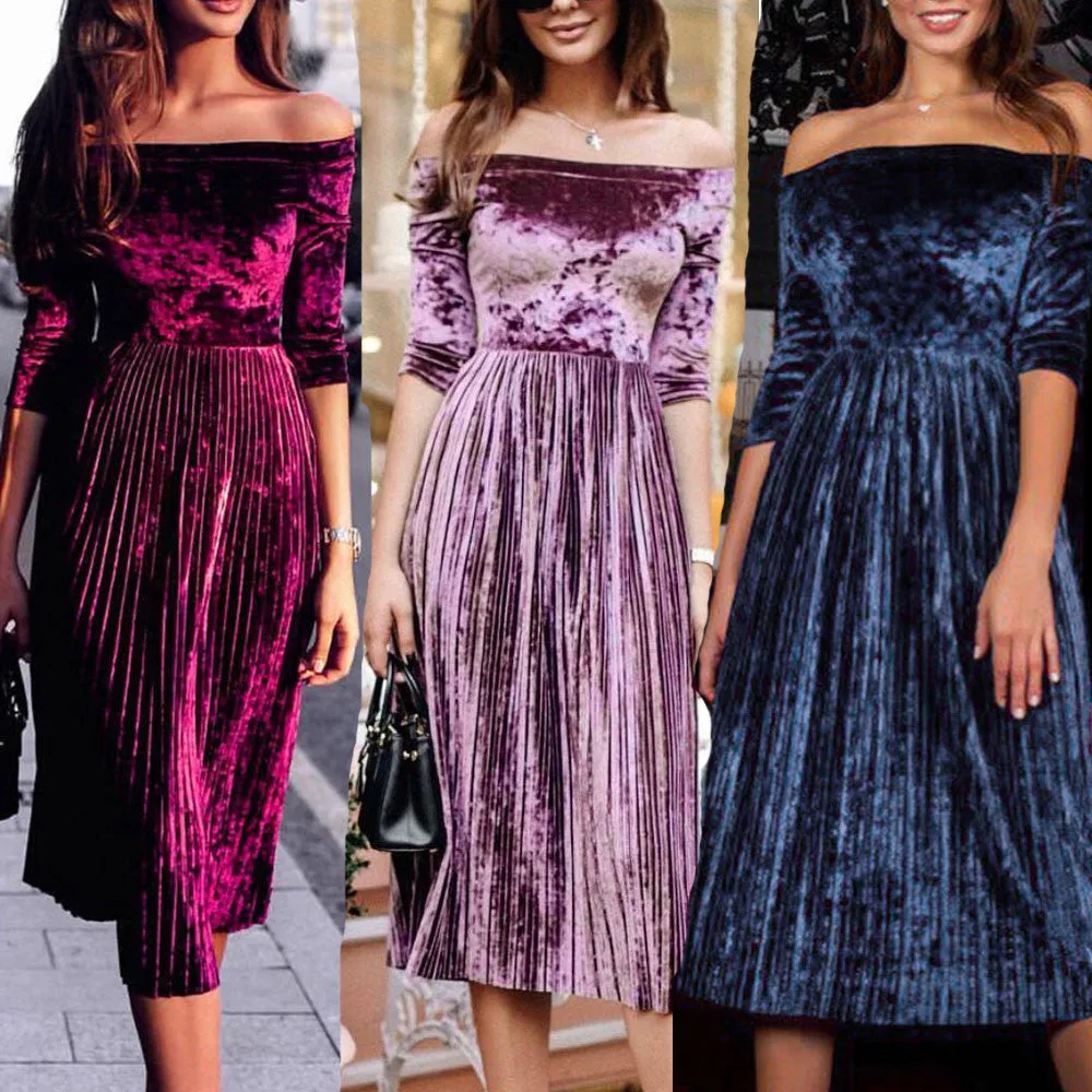 Casual night velvet dress