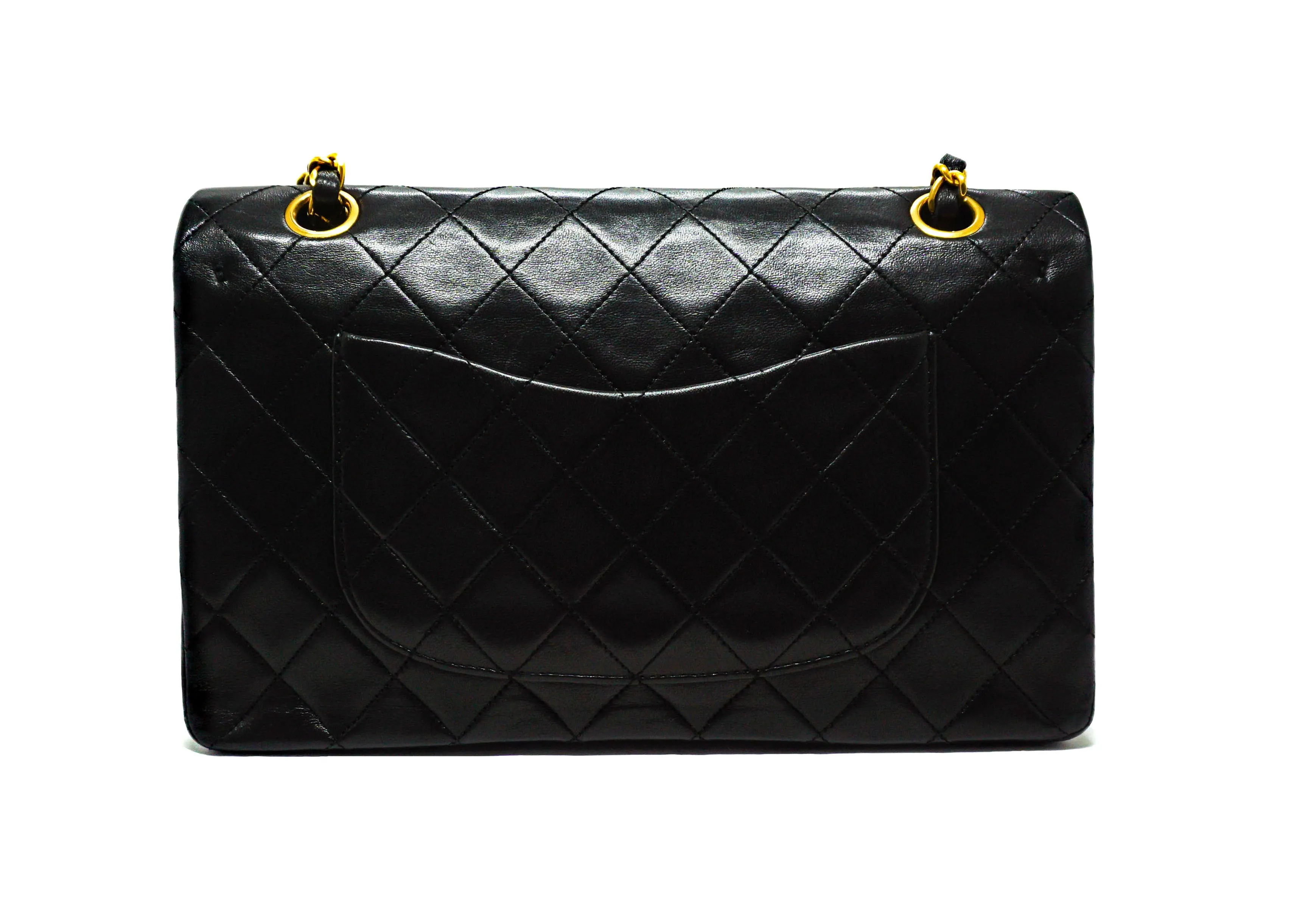 Chanel Vintage Black Lambskin Medium Classic Double Flap Bag