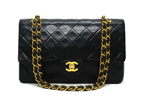Chanel Vintage Black Lambskin Medium Classic Double Flap Bag