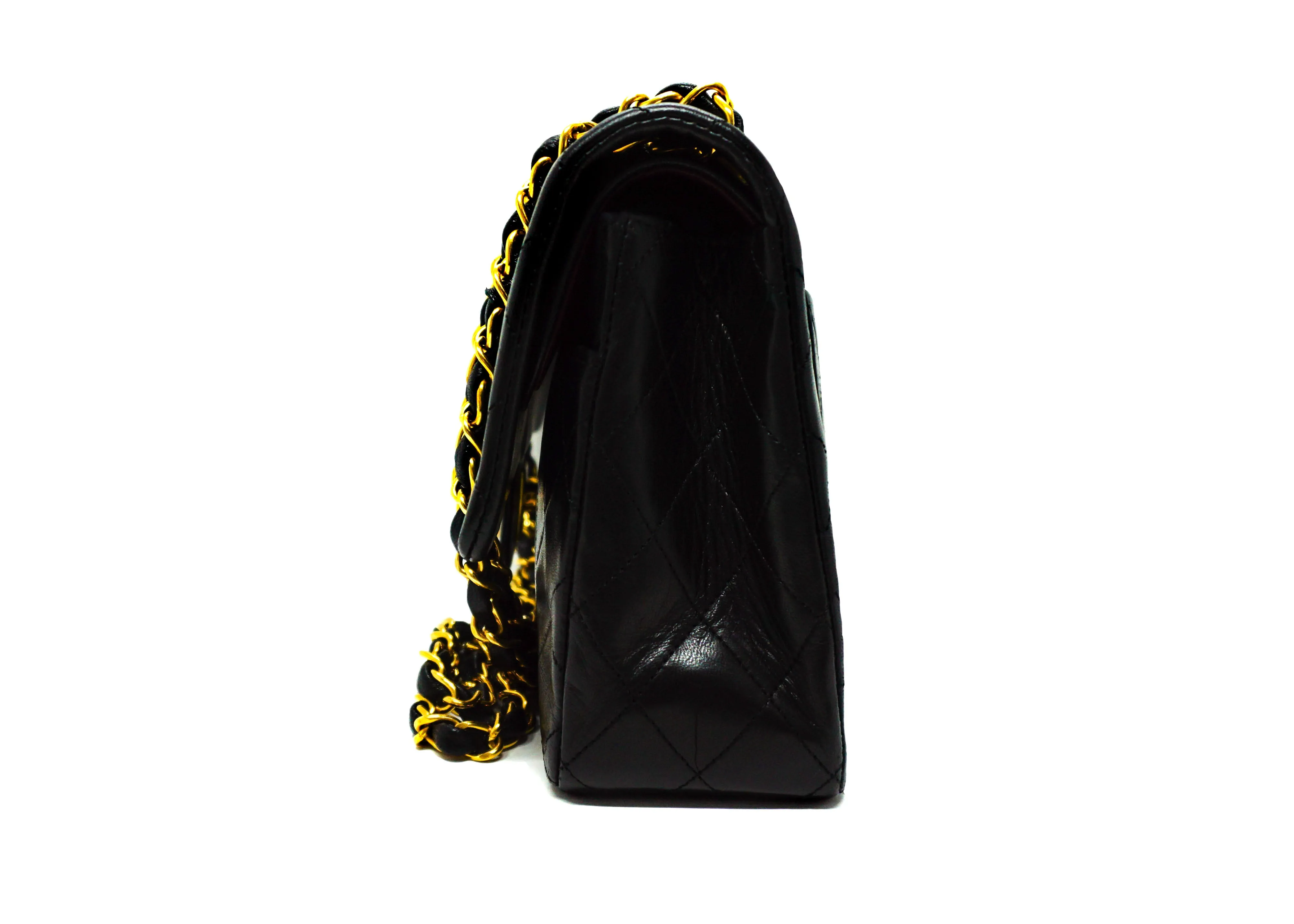 Chanel Vintage Black Lambskin Medium Classic Double Flap Bag