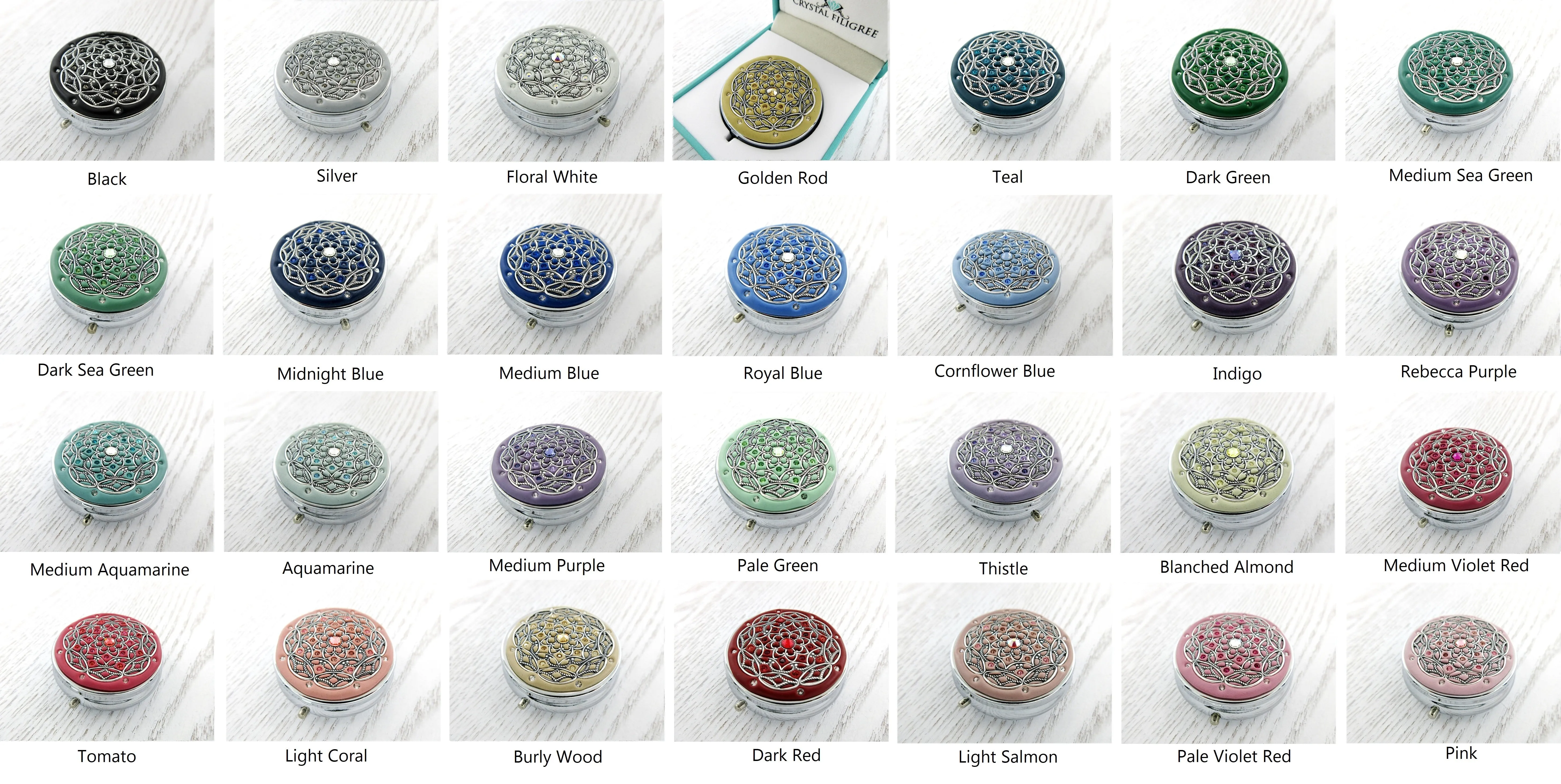 Classic Silver Lace Filigree Pill Box