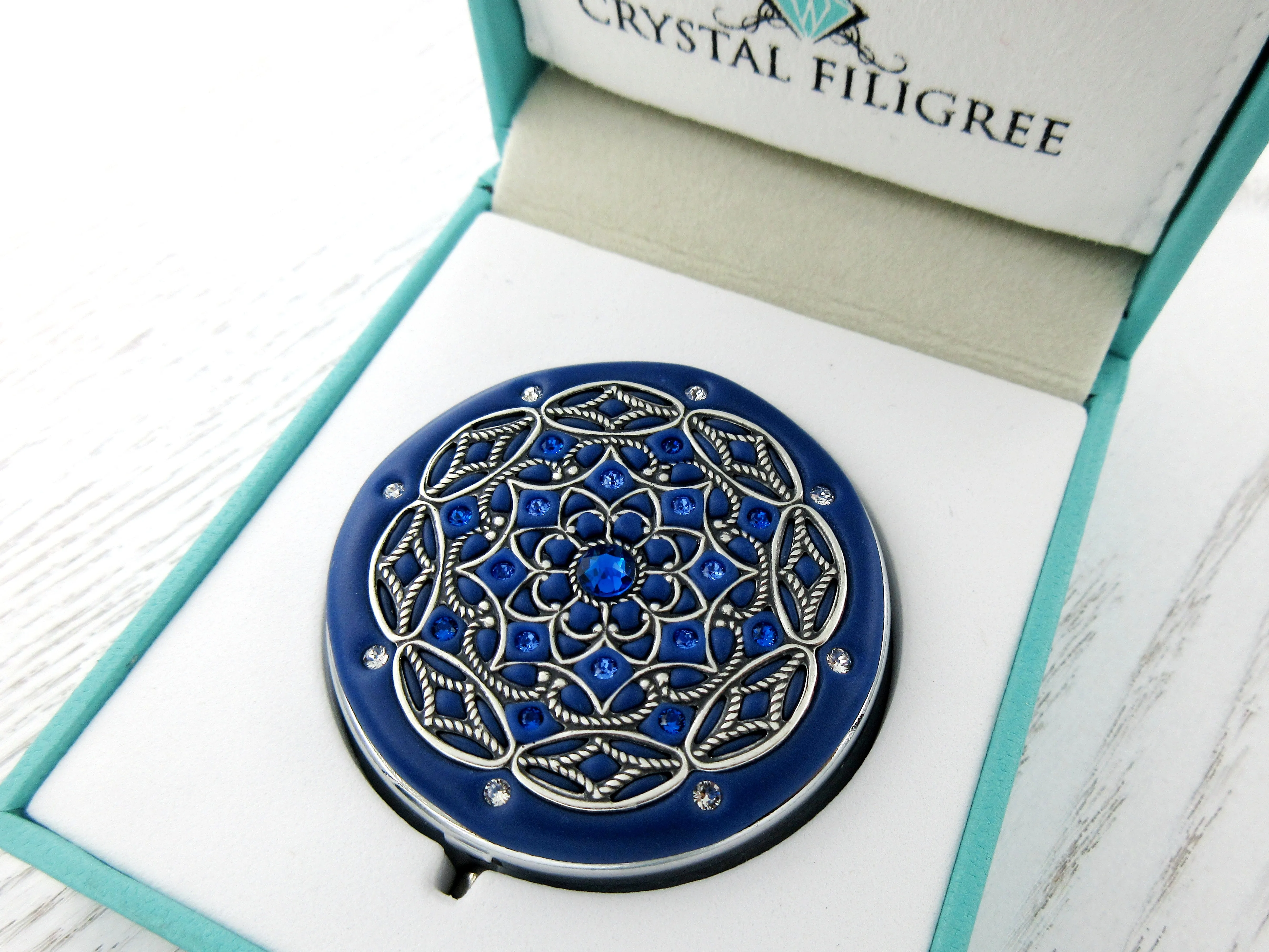 Classic Silver Lace Filigree Pill Box