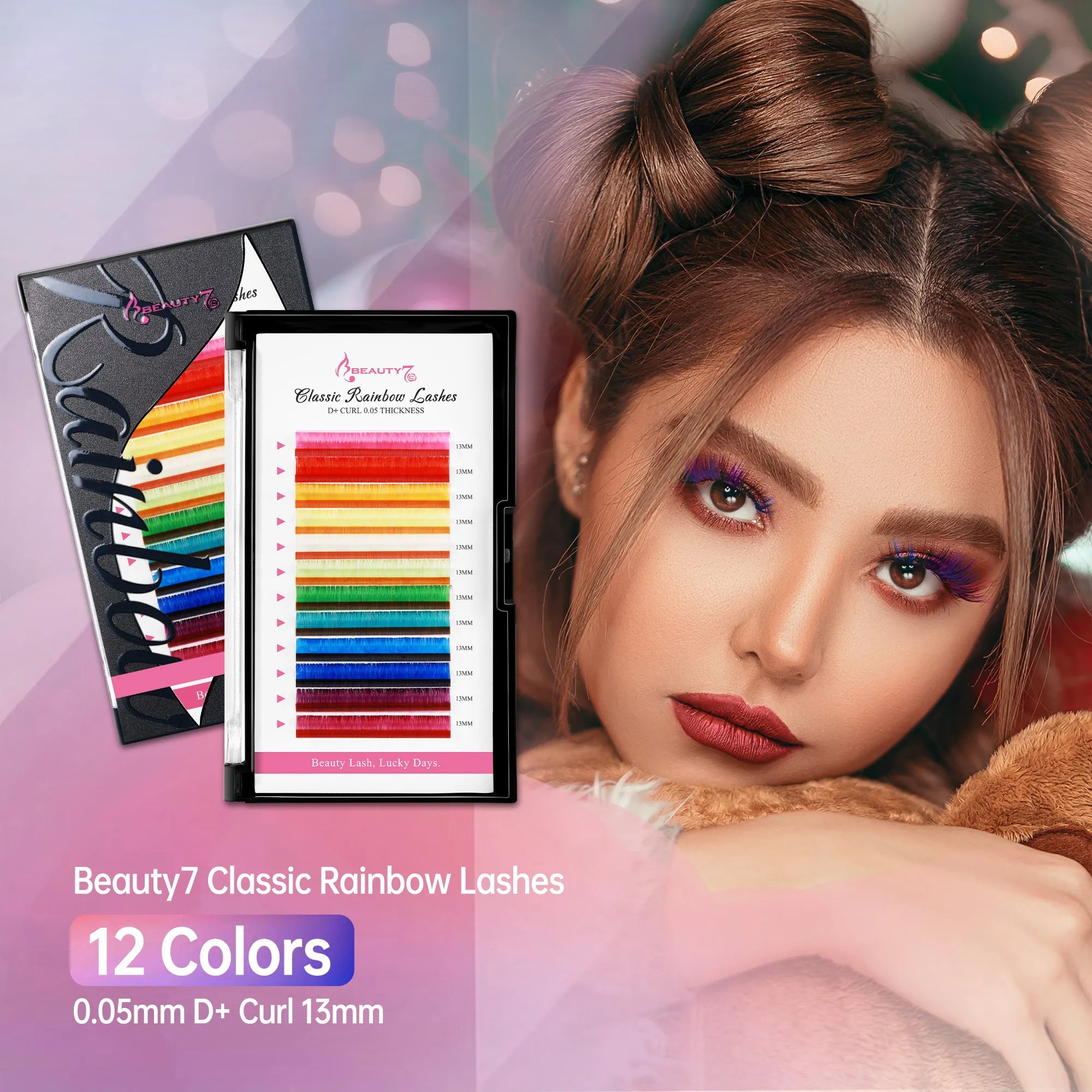 Colored Lashes 12 Colors Classic 0.05 D 