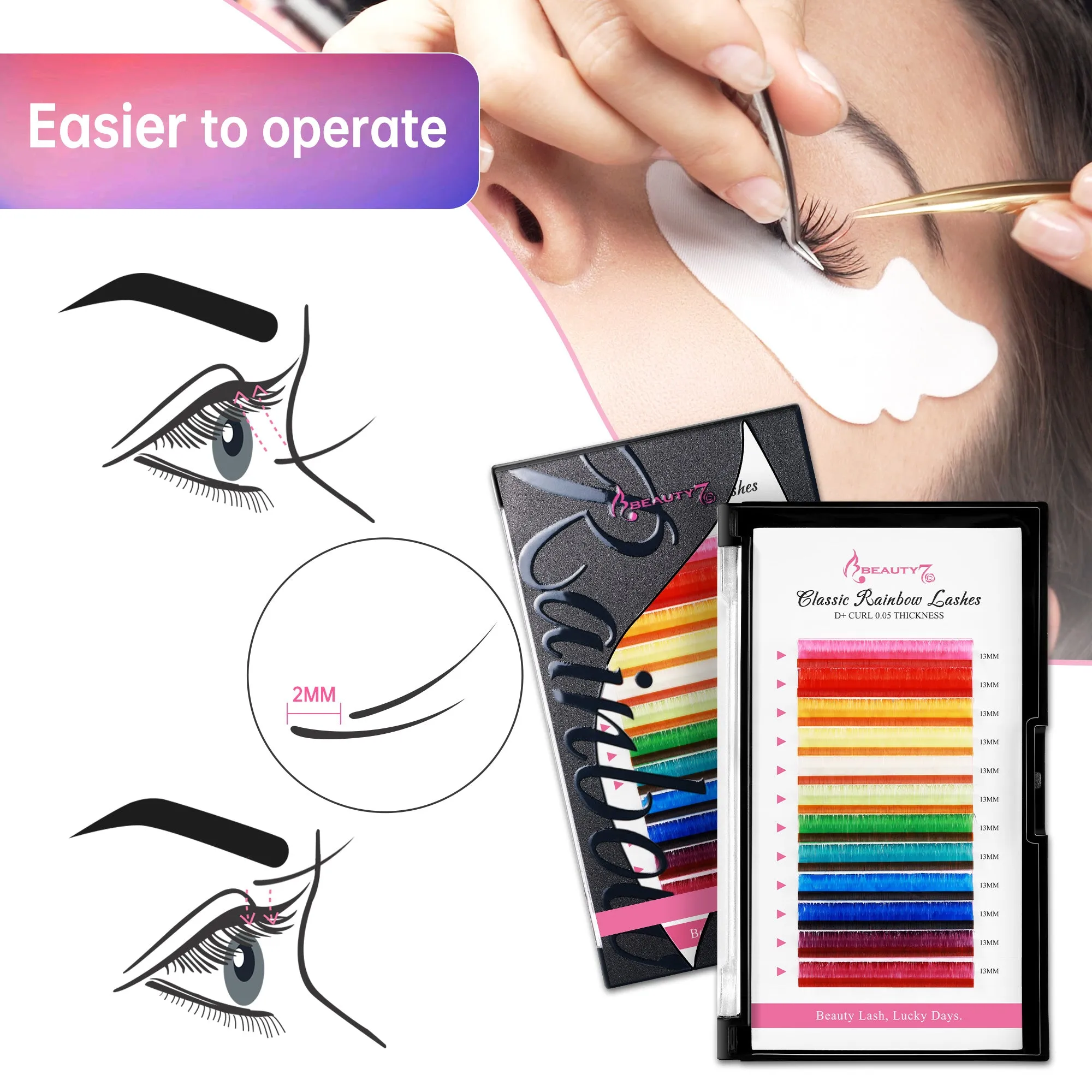 Colored Lashes 12 Colors Classic 0.05 D 
