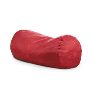 Comfortable Cylindrical Suede Bean Bag with Microfiber Red Modern