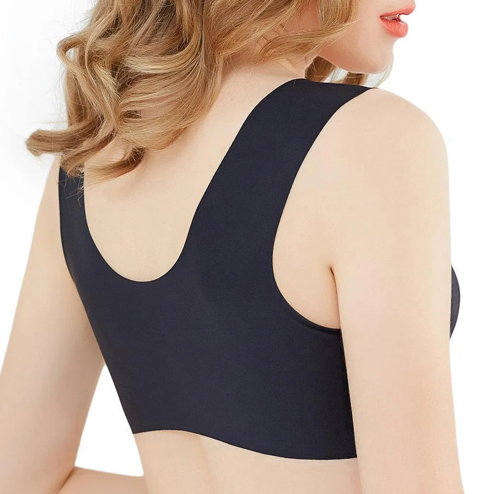 Comfortable Front Closure Seamless Wireless Bras - Black