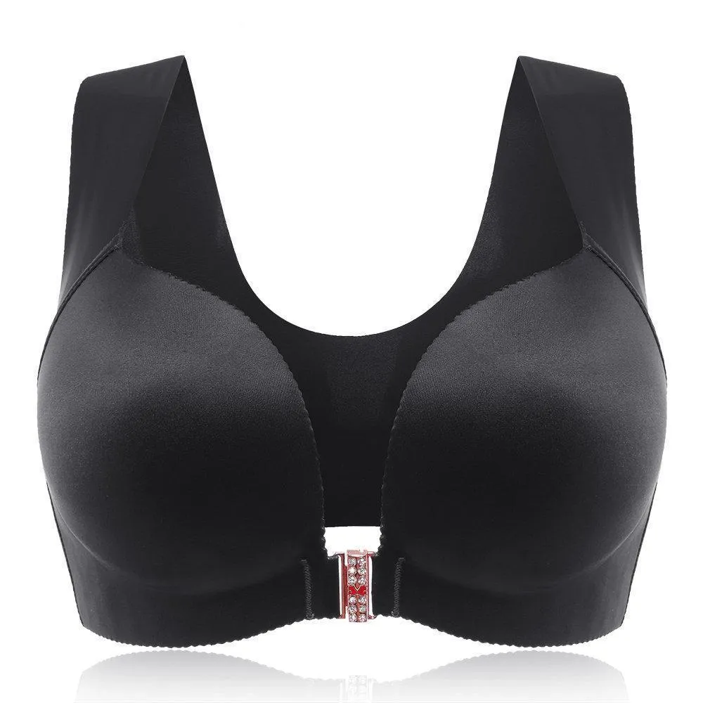 Comfortable Front Closure Seamless Wireless Bras - Black