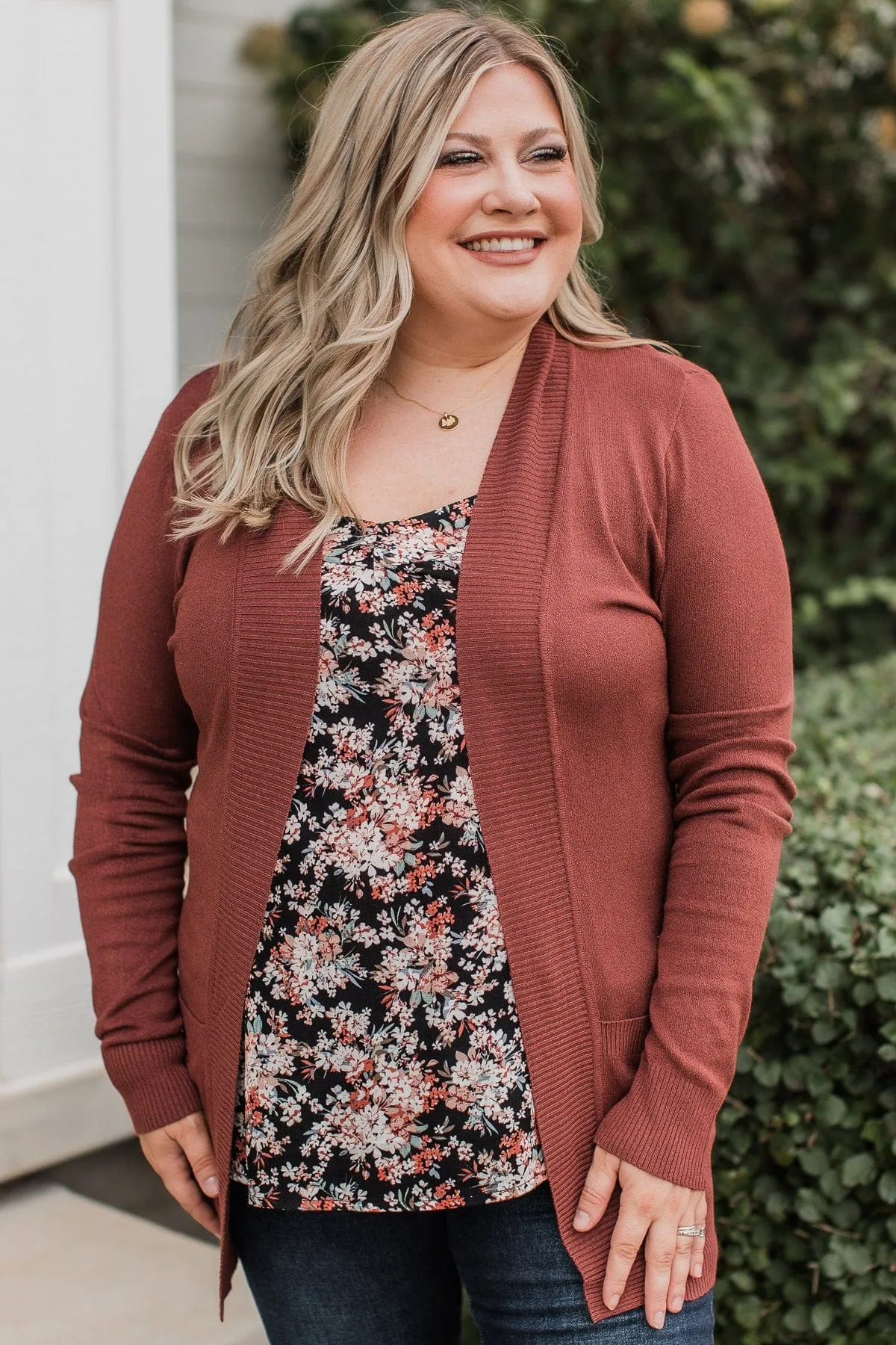 Comfortable With Myself Knit Cardigan- Maple Brown