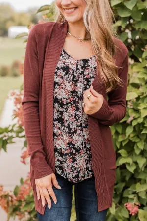 Comfortable With Myself Knit Cardigan- Maple Brown