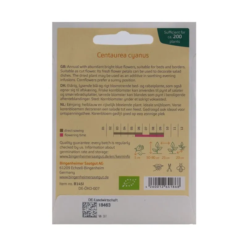 Cornflower seed organic